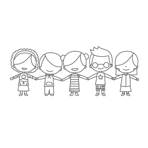 Children Outline Clipart