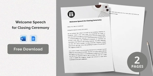 Welcome Speech Template For Closing Ceremony Welcome Speech Template For Closing Ceremony