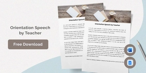 Orientation Speech Template By Teacher