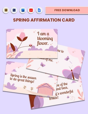 Spring Affirmation Card Template