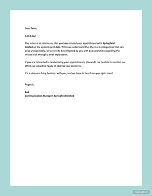 Missed Appointment Letter