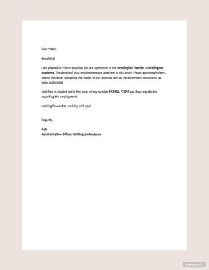 School Appointment Letter