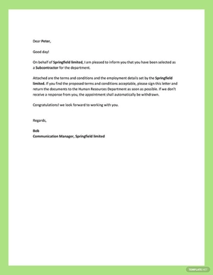 Subcontractor Appointment Letter