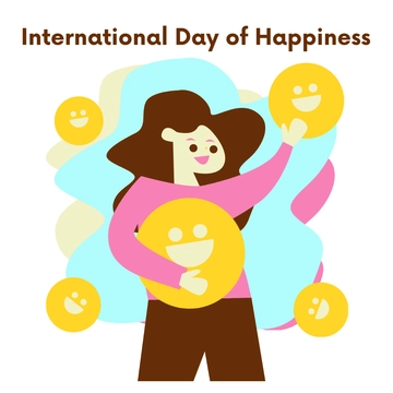 Free International Day of Happiness Cartoon Clipart Template to Edit Online