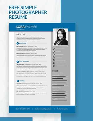 Simple Photographer Resume Simple Photographer Resume