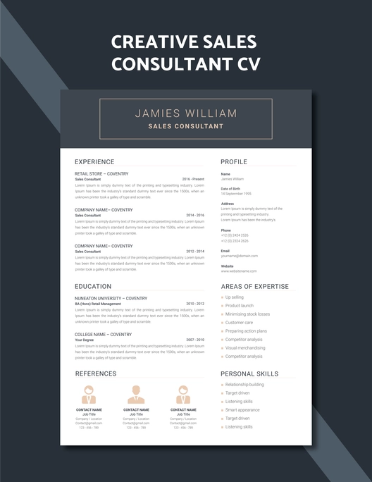 Creative Sales Consultant CV Template