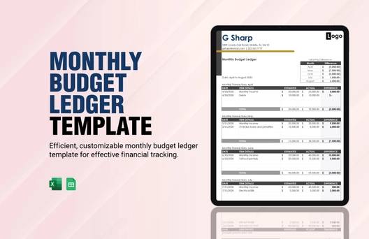 Monthly Budget Ledger Template