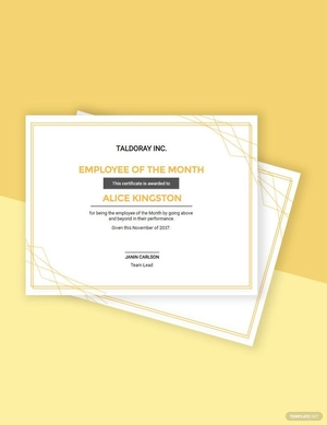 Employee of the Month Award Certificate Template