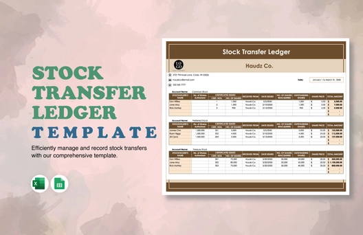 Stock Transfer Ledger  Template