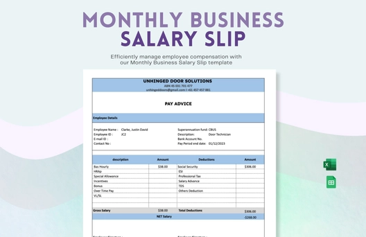 Monthly Business Salary Slip
