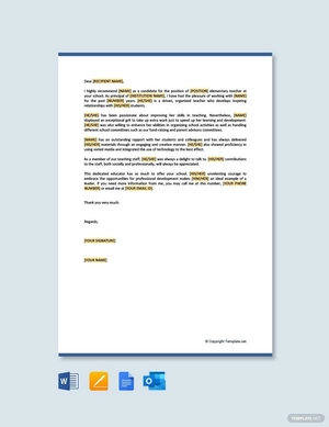 Letter of Recommendation for Elementary Teacher