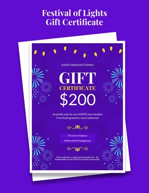 Festival of Lights Gift Certificate