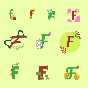 F Letter Design Clipart