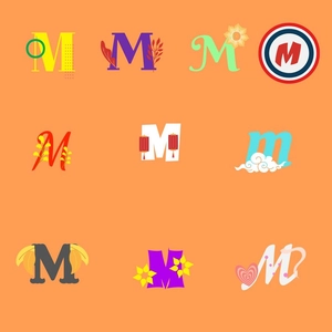 M Letter Design Clipart