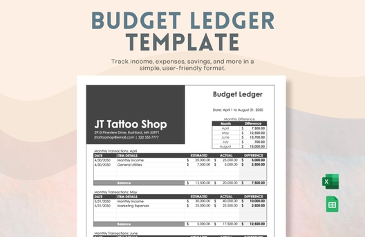 Budget  Ledger Template
