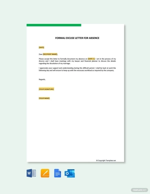 Formal Excuse Letter for Absence