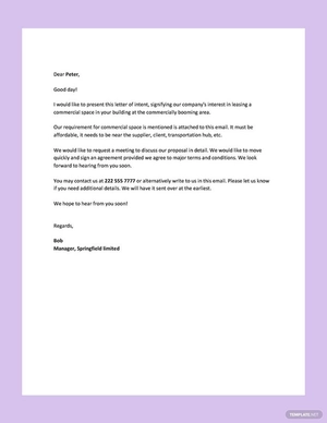 Letter of Intent for Business Letter of Intent for Business