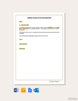 Formal Excuse Letter for Employee