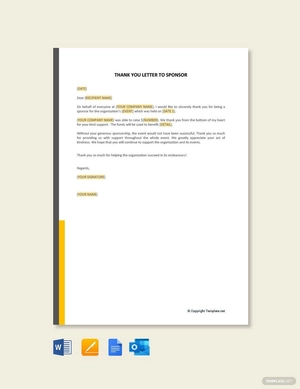 Sponsor Thank You Letter