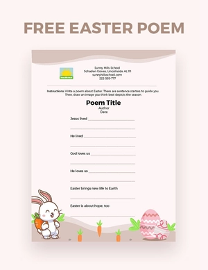 Free Easter Poem  Template to Edit Online