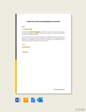 Thank You Letter for Sponsorship of Event