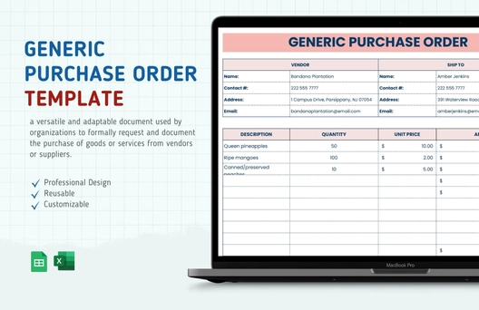 Generic Purchase Order Template