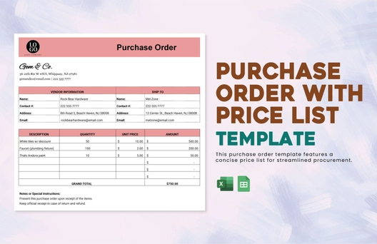 Purchase Order with Price List