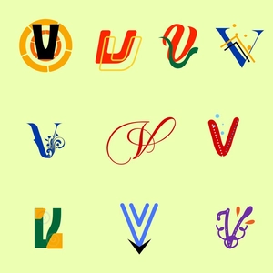 V Letter Design Clipart