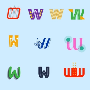 W Letter Design Clipart