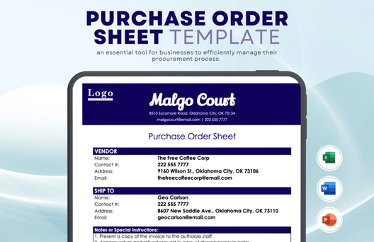 Purchase Order Sheet Template