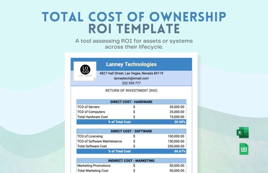 Total Cost Of Ownership ROI Template