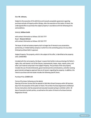 Letter of Intent for Real Estate Letter of Intent for Real Estate