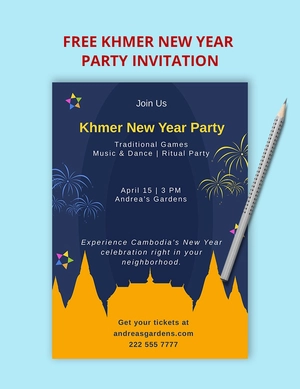 Khmer New Year Party Invitation
