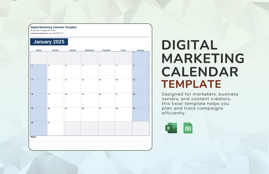 Digital Marketing Calendar  Template