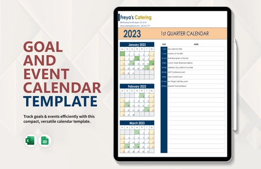 Goal And Event Calendar Template