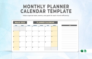 Monthly Planner Calendar Template