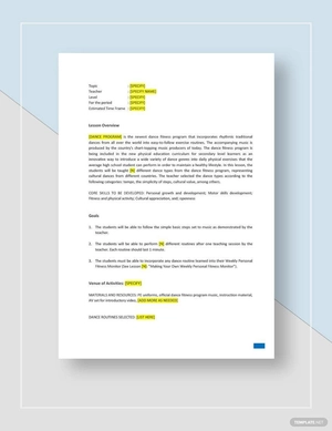 Physical Education Lesson Plan Template