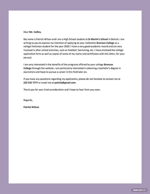 Letter Template of Intent for College Letter Template of Intent for College