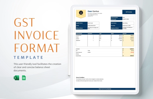 Gst Invoice Format Template