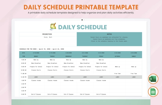 Daily Schedule Printable Template