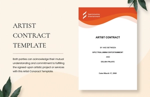Artist Contract Template Artist Contract Template