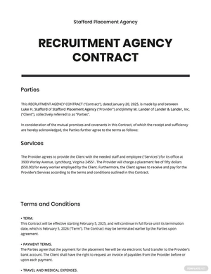 Recruitment Agency Contract Template