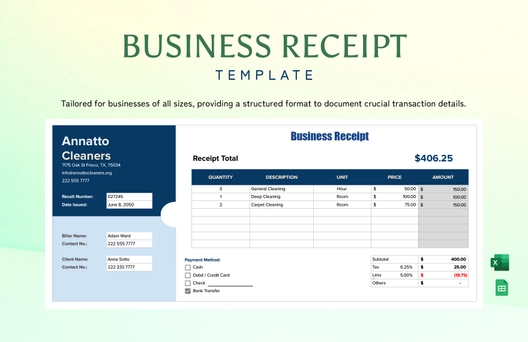 Business Receipt Template