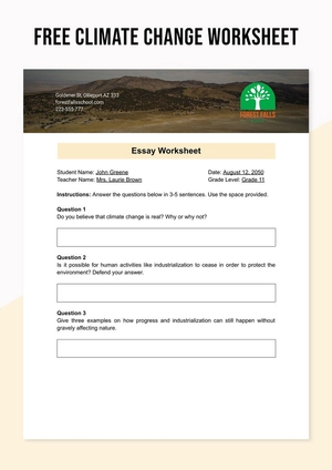 Climate Change Worksheet