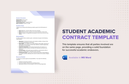 Student Academic Contract Template