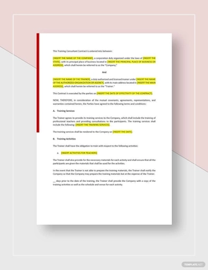 Training Consultant Contract Template