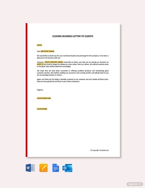 Closing Business Letter to Clients Closing Business Letter to Clients