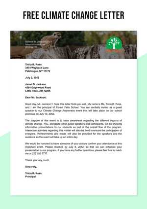 Climate Change Letter
