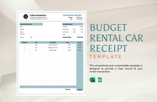 Budget Rental Car Receipt