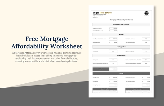 Mortgage Affordability Worksheet
